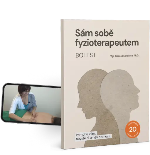 Kniha Sám sobě fyzioterapeutem a video na mobilu